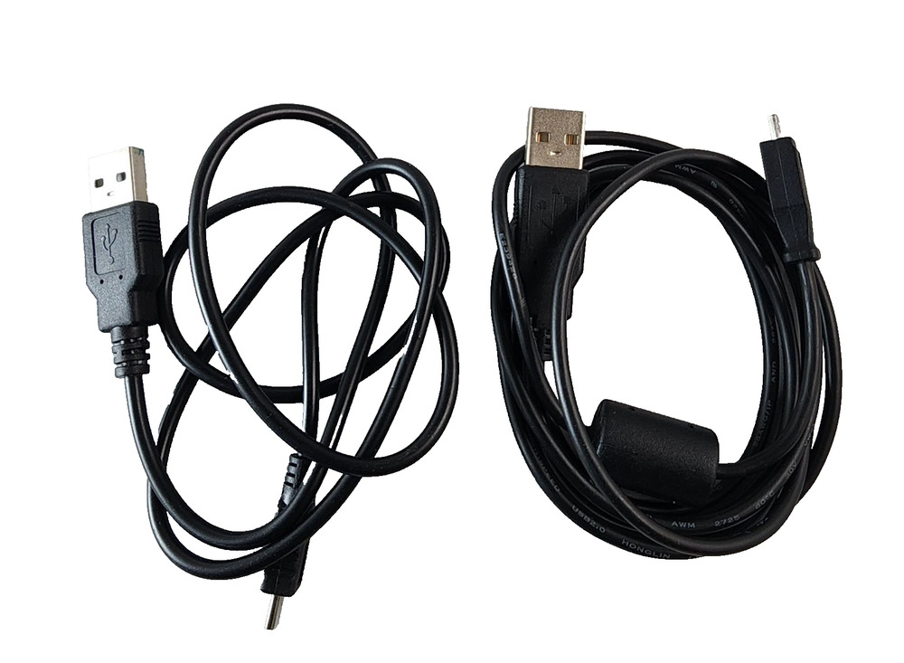 Assorted Length USB Type A to Micro Type B USB Cable Cord (2 Cables) Used.